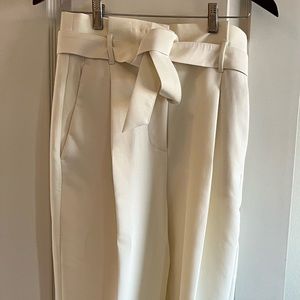 Zara Cream High Waisted Paper Bag Trouser Pants NWOT